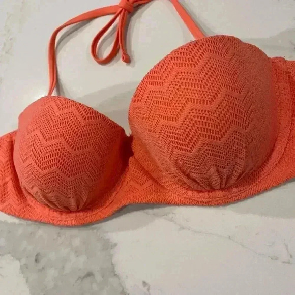 Aerie Audrey Padded Push Up Underwire Bandeau Swim Bikini Top Crochet Womens 36C - Picture 2 of 6